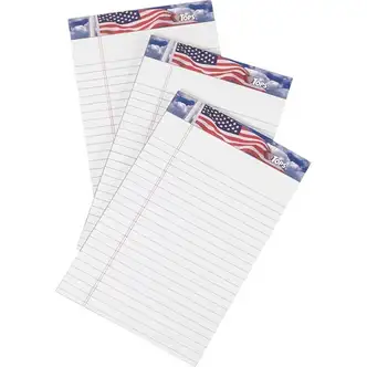 TOPS American Pride Binding Legal Writing Tablet - Jr.Legal - 50 Sheets - Strip - 16 lb Basis Weight - Jr.Legal - 5" x 8" - White Paper - Perforated, Bleed Resistant - 3 / Pack
