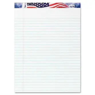 TOPS American Pride Writing Tablets - 50 Sheets - Strip - 0.34" Ruled - 16 lb Basis Weight - 8 1/2" x 11 3/4" - White Paper - Perforated, Bleed Resistant - 3 / Pack